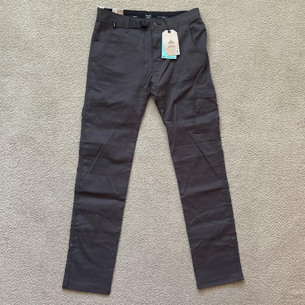 prAna Stretch Zion Slim Straight Pant 30x34 Cargo Pocket Dark Iron Gray NWT
